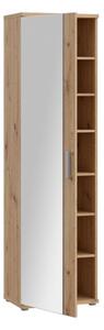 Armadio Scarpiera Multiuso Con Specchio 7 Ripiani 50x35x180h Nube Rovere