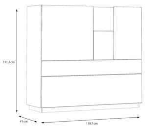 Mobile Soggiorno 120x40x110h 3 Ante 1 Cassetto Lewis Rovere E Grigio Chiaro