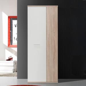 Armadio Scarpiera Multiuso 2 Ante 6 Ripiani 70x35x180h Nube Bianco E Rovere