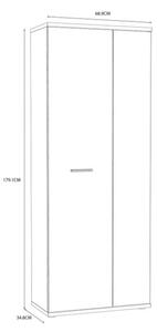 Armadio Multiuso Portascope 2 Ante 5 Vani 70x35x180h Nube Rovere Cenere E Bianco
