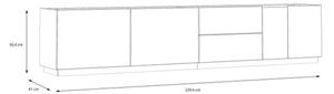 Mobile TV Da Terra 240x40x50h 3 Ante 2 Cassetti Lewis Rovere E Grigio Chiaro