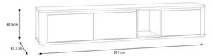 Mobile TV Sospeso 3 Ante 215x40x40 Con Vano A Giorno Lehman Rovere Scuro