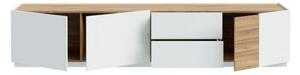 Mobile TV Da Terra 240x40x50h 3 Ante 2 Cassetti Lewis Rovere E Grigio Chiaro