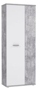 Armadio Scarpiera Multiuso 2 Ante 6 Ripiani 70x35x180h Nube Bianco E Cemento