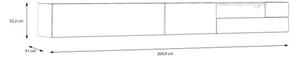 Mobile TV Sospeso 270x40x32h Con Vano Decoder Lewis Rovere E Grigio Chiaro