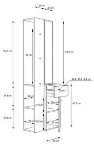 Mobile Ingresso 65x34x196 Con Specchio E Barra Appendiabiti Teka Bianco E Rovere