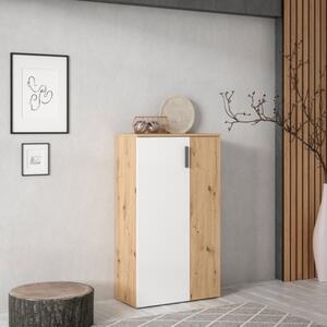 Scarpiera 6 Ripiani 2 Ante 70x34x120h 18 Paia Nube Bianco E Rovere Artisan