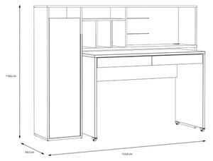Scrivania Salvaspazio Estraibile Con Anta Laterale 154 Cm Drox Rovere E Grigio Scuro