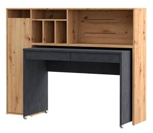 Scrivania Salvaspazio Estraibile Con Anta Laterale 154 Cm Drox Rovere E Grigio Scuro