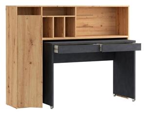 Scrivania Salvaspazio Estraibile Con Anta Laterale 154 Cm Drox Rovere E Grigio Scuro
