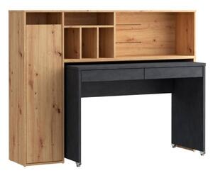 Scrivania Salvaspazio Estraibile Con Anta Laterale 154 Cm Drox Rovere E Grigio Scuro