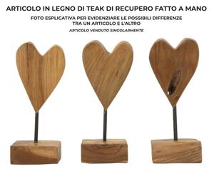 Scultura Cuore In Teak Ric. Cm 10X10X25 (Pezzi Unici - Non Rip. In Serie)