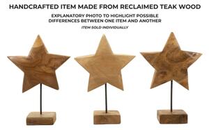 Scultura Stella In Teak Riciclato Cm 28X12X42 (Pezzi Unici - Non Rip. In Serie)