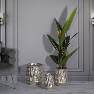 Porta Vasi Silver Set 3 Pz Cm Ø 35X38,5-27,5X33-18,5X26,5