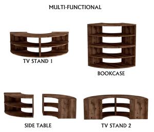 Mobile TV Ad Angolo Design Onda Con Ripiani Melissa Noce Chiaro
