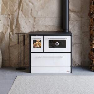 Cucina A Legna Stufa 9 Kw Bianca Beatrice Glass L87xP51xH79 Ecodesign 4 Stelle