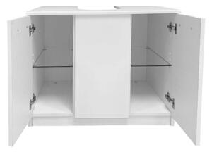 Mobile Copricolonna Da Bagno a 2 Ante 70x46x62 Laccato Bianco