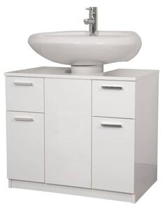 Mobile Copricolonna Da Bagno Con Cassetti Ed Ante 70x46x62 Laccato Bianco