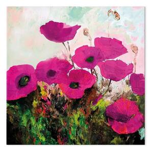 Quadro moderno Papaveri - composizione astratta viola con fiori di campo