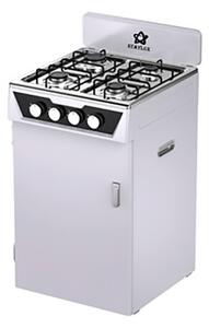 Cucina A Gas 4 Fuochi Con Vano Portabombola In Acciaio Poker-M Staylux Grigio