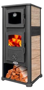 Stufa A Legna In Acciaio E Ghisa 12,1 kW Con Forno K-Line Roma Beige