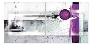 Quadro su tela Emozioni viola (2 pezzi) - astrazione con disegni fucsia