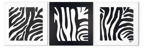 Quadro A strisce di zebra (3 parti) - astrazione minimalista in bianco e nero