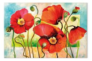 Quadro su tela Allegri papaveri fioriti - motivo floreale colorato