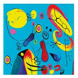 Quadro Vacanze - astratto colorato con motivi su sfondo blu