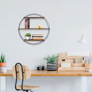 Mensola A Parete Tonda D62 Cm Stile Industrial In Ferro E Legno Naturale Tulipa