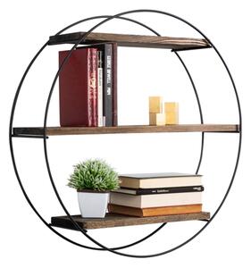 Mensola A Parete Tonda D62 Cm Stile Industrial In Ferro E Legno Naturale Tulipa