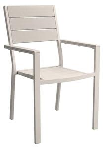 Set Tavolo E Sedie Da Giardino In Acciaio E Doghe In Resina Assos Beige