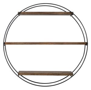 Mensola A Parete Tonda D62 Cm Stile Industrial In Ferro E Legno Naturale Tulipa