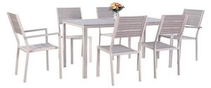 Set Tavolo E Sedie Da Giardino In Acciaio E Doghe In Resina Assos Beige