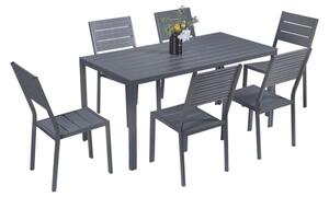 Set Tavolo E Sedie Da Giardino In Acciaio E Doghe In Resina Bodrum Antracite