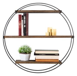 Mensola A Parete Tonda D62 Cm Stile Industrial In Ferro E Legno Naturale Tulipa