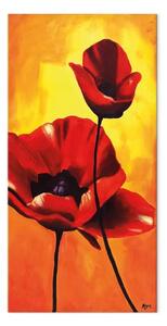 Quadro Papaveri - motivo floreale con fiori su sfondo arancione