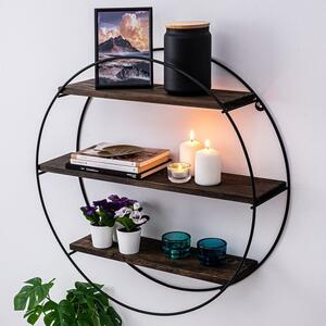 Mensola A Parete Tonda D62 Cm Stile Industrial In Ferro E Legno Naturale Tulipa
