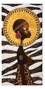 Quadro moderno Donna africana - ritratto di una donna con disegni animali