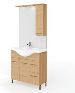 Mobile Bagno Con Piedini Rubino 2 Ante+2 Cassetti 85 Cm Rovere Naturale