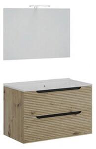 Mobile Bagno Sospeso Comfort 2 Cassetti Dogato 80 Cm Cm Rovere Oro