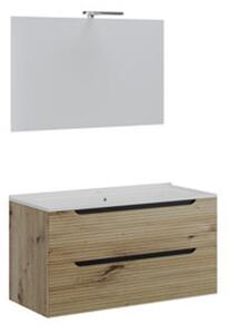 Mobile Bagno Sospeso Comfort 2 Cassetti Dogato 100 Cm Rovere Oro