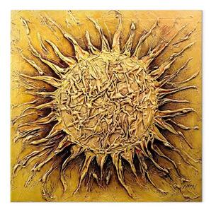 Quadro su tela Astrazione - sole dorato su sfondo uniforme