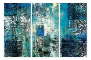 Quadro Fantasia (3 parti) - Astrazione blu con tessiture varie