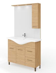 Mobile Bagno Con Piedini Rubino 2 Ante+2 Cassetti 105 Cm Rovere Naturale