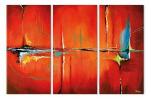 Quadro contemporaneo Tango con fantasia (3 parti) - Astrazione rossa con fenditure