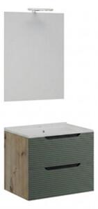 Mobile Bagno Sospeso Comfort 2 Cassetti Dogato 60 Cm Rovere Verde Salvia
