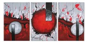 Quadro moderno Fuoco (3 parti) - Astrazione ardente con palle grigie e rosse