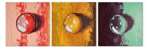 Quadro moderno Elementi (3 parti) - Astrazione colorata con motivo gocce d'acqua