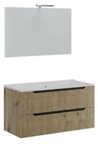 Mobile Bagno Sospeso Comfort 2 Cassetti Cannettato 100 Cm Rovere Oro